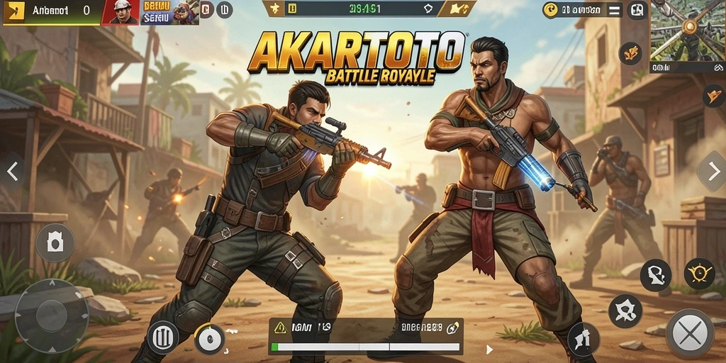 Gameplay AKARTOTO yang penuh aksi dan seru di dalam pertempuran Battle Royale.