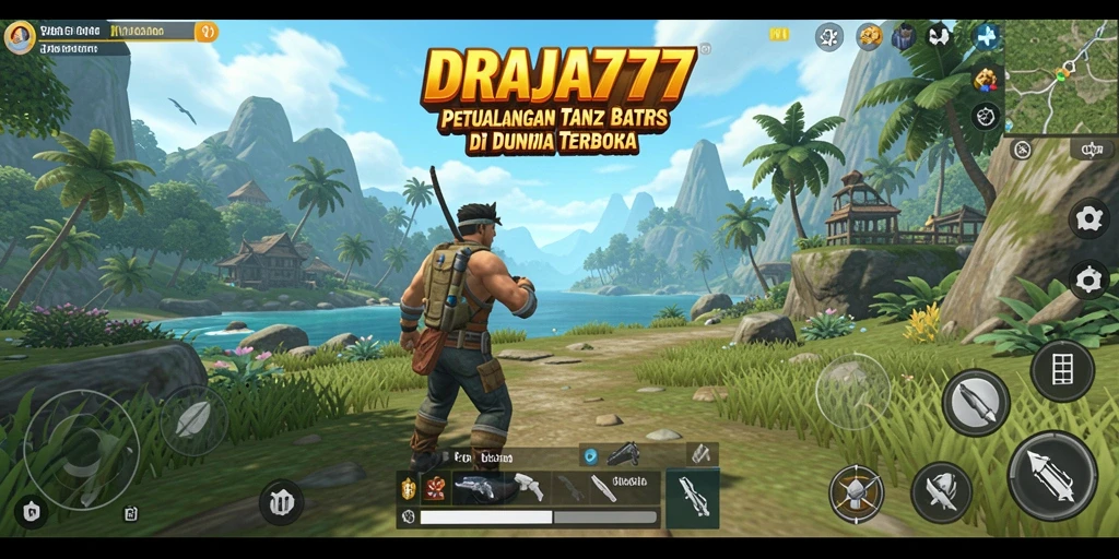 Tampilan gameplay DRAJA777 yang menampilkan petualangan seru di dunia terbuka.