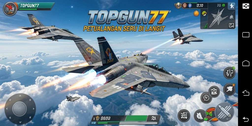 Screenshot menampilkan aksi seru dalam permainan TOPGUN77.