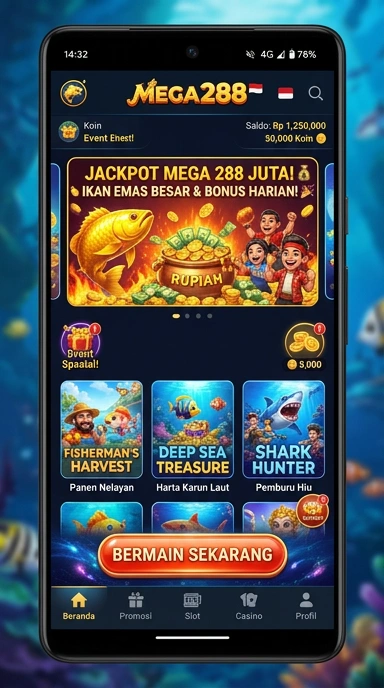 Tampilan aplikasi mega288 yang bersih dan mudah dinavigasi.